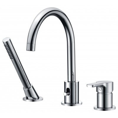 3 hole walk in bath tub faucet with long spout