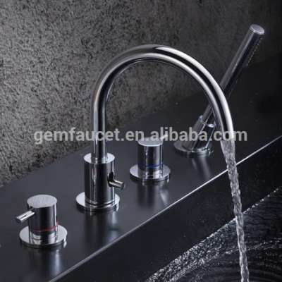 deck mounted 4 hole bathtub faucet with hand shower