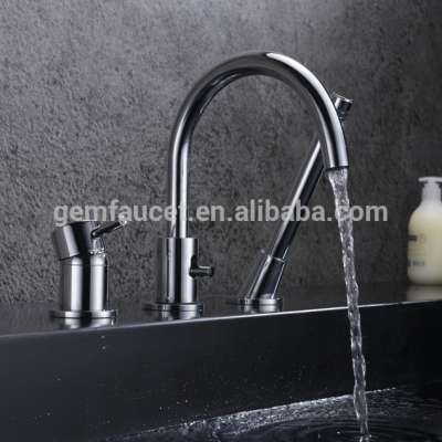 3 hole swan bath faucet with hand shower